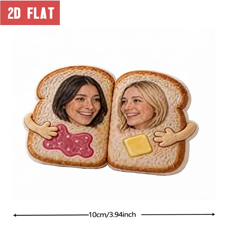 Custom Personalized Photo Face Pillow, Toast Shaped Decorative Cushion with Custom Faces, 60cm Large Size Accent Pillow for Sofa