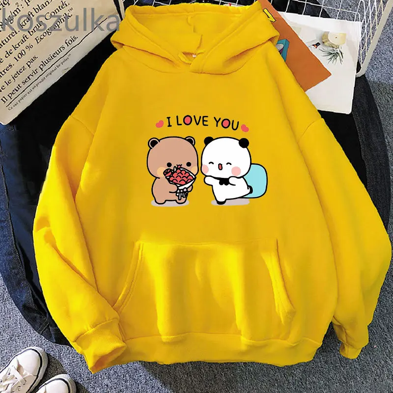 Panda Bear Cartoon Bubu And Dudu Kawaii Print Hooded Men Women Couple Hoodies Plus Size Pullover Harajuku Unisex Sweatshirt