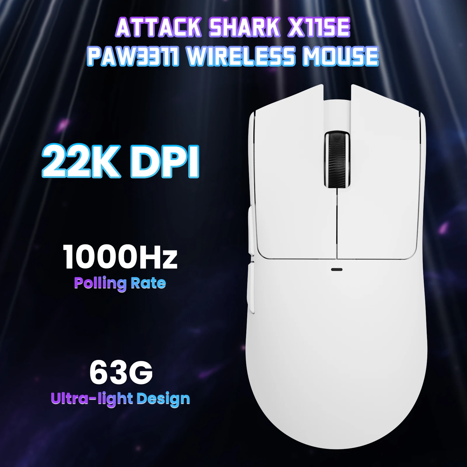 ATTACK SHARK X11SE Wireless Gaming Mouse, Tri-Mode, 63g Superlight