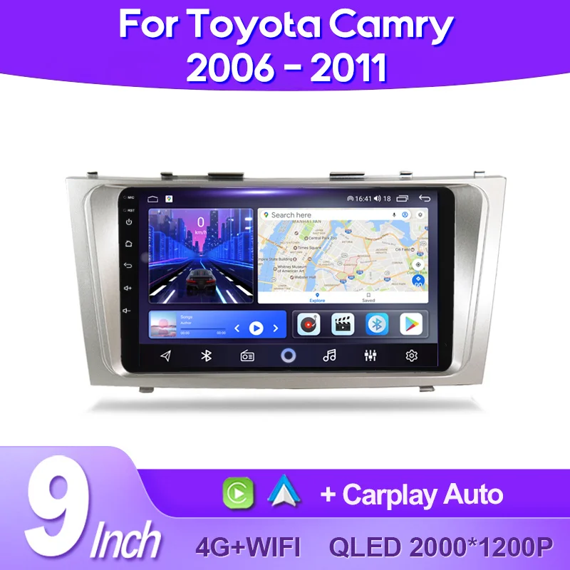 

QSZN для Toyota Camry 7 XV 40 50 2006 - 2011 Автомобильный радиоприемник 2K QLED Android 13 мультимедийный видеоплеер AI голосовой CarPlay GPS 4G стерео