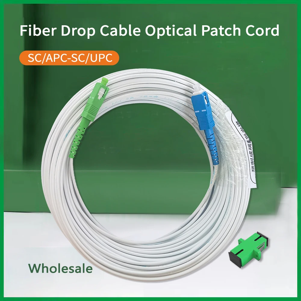 

Indoor Drop Cable Fiber Optic Patch Cord SC/APC-SC/UPC FTTH 30M-50M Single Mode Simplex Core Extension Cord Support Wholesale