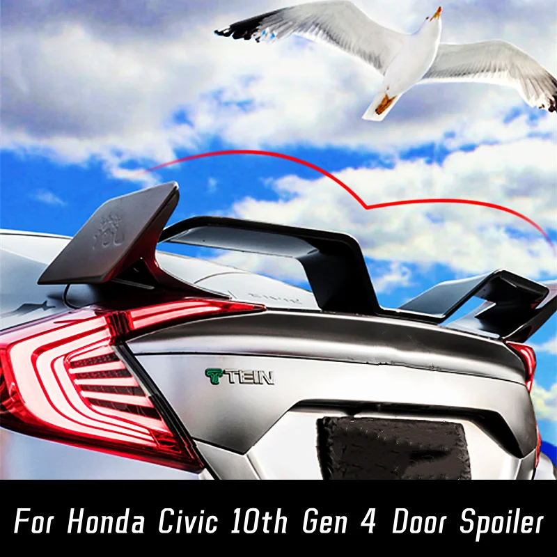 

For Honda Civic 10th Gen 4 Door Rear Trunk Lid Boot Spoiler Wings Black Carbon Sport Seagull Style Exterior Tuning Accessories