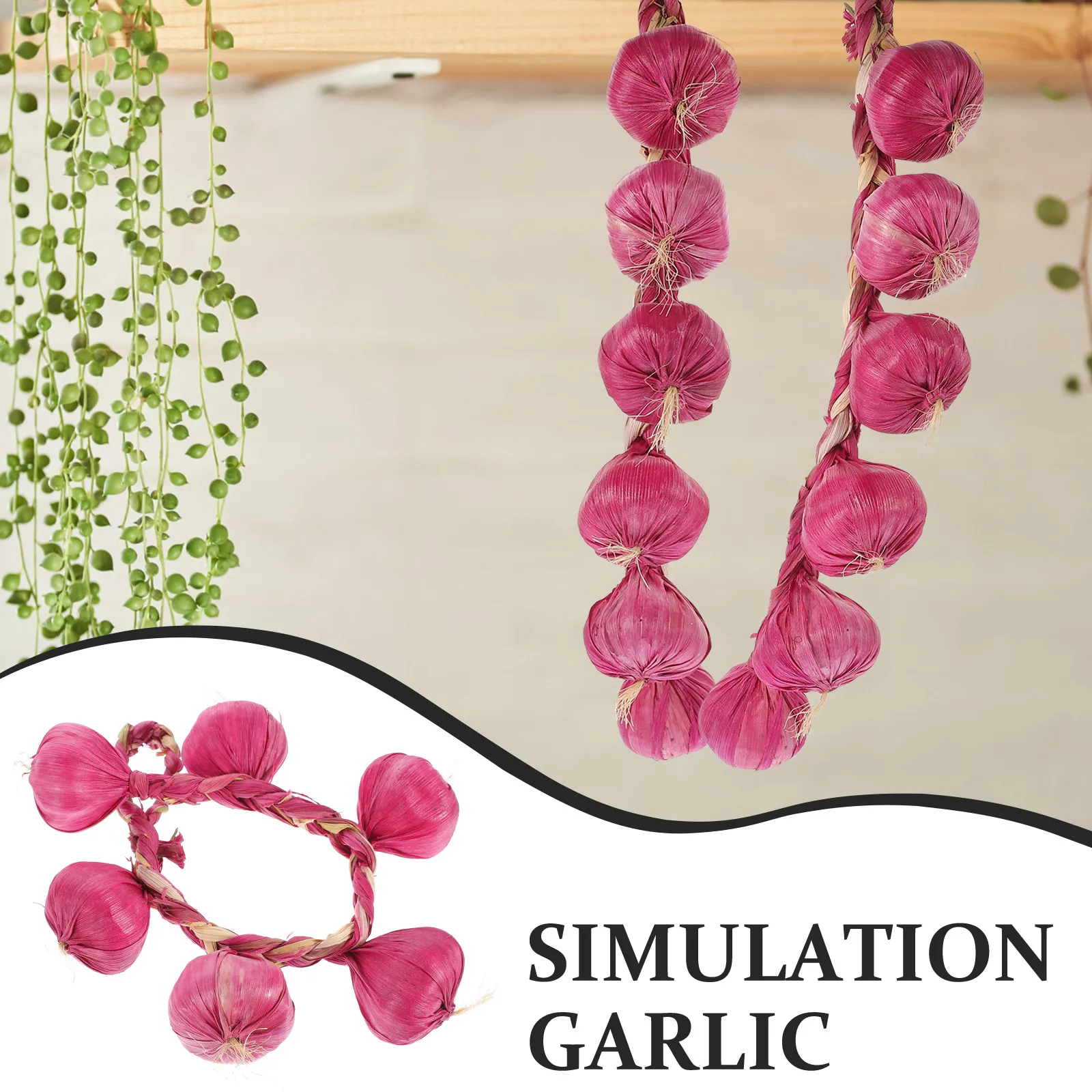 

Simulation String Decor Fake String Home Decor Photo Prop Vegetable Shop Decorative Garlic Braids Fake Garlic For Kitchen