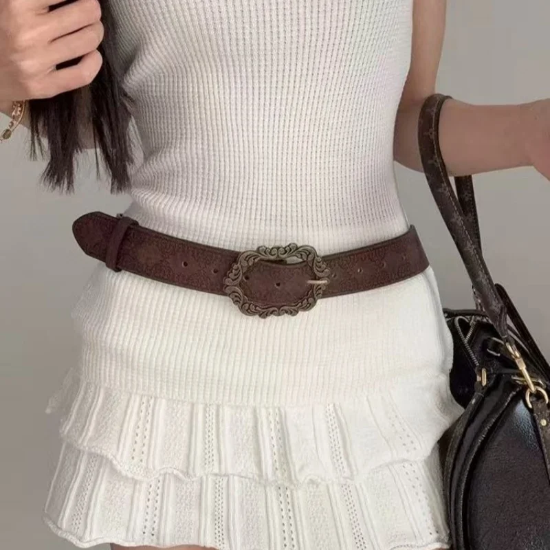 Women's Retro Style Embossed Belt 2026 Fashionable Decorative Accessory for Skirts And Jeans Versatile Personalized Design