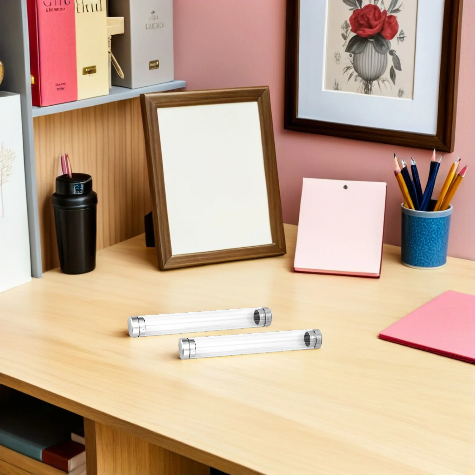 6Pcs Clear Acrylic Pen Containers Transparent Pencil Storage Boxes Gift Cases Empty Pencil Case Empty Pen Case