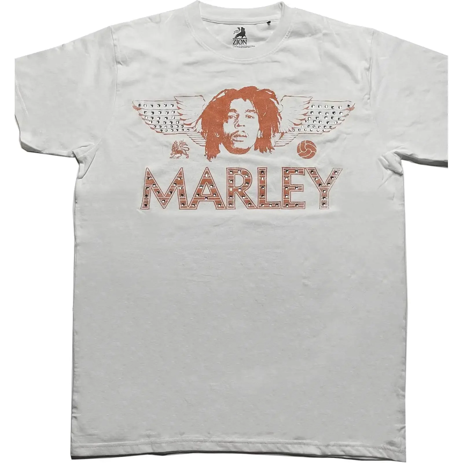 Bob Marley Embellished T Shirt Wings Diamante