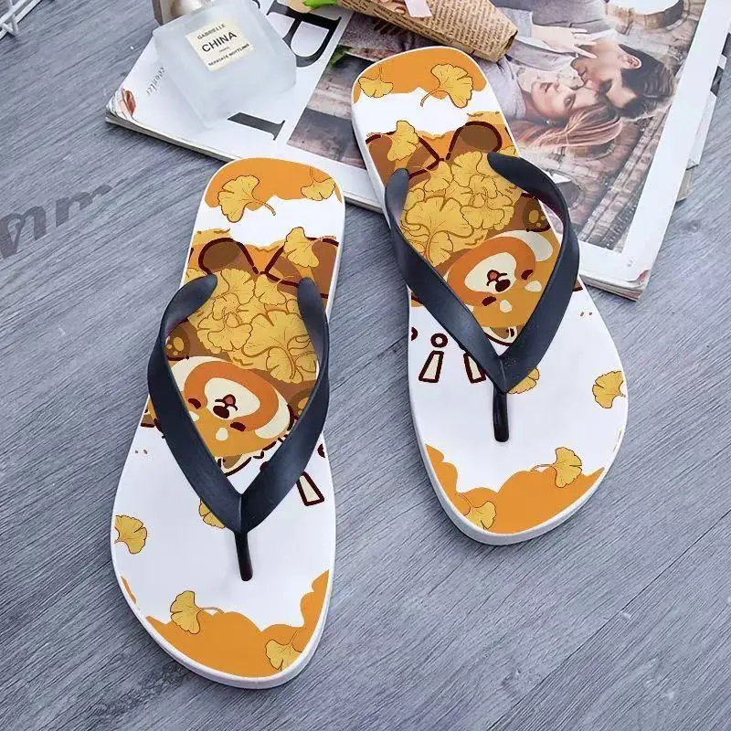 

real photos plus big size new Couple Home Female Cute Winnie the Pooh Bathroom Anti Slip fashion women flip flops man Slippers