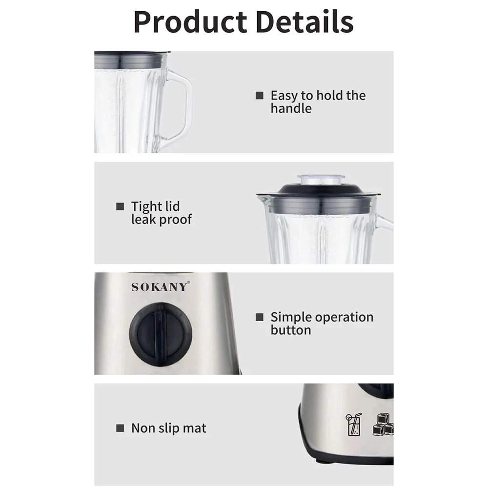 500W Home Juicer 2 In 1 Fresh Juice Extractor Grinder 1.5L Multi-functional Mixer Machine Blender For Kitchen Soy Milk Maker