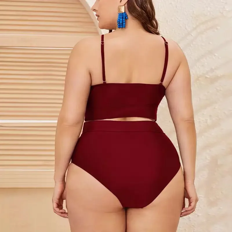 Maillot de bain imprimé léopard pour femmes, grande taille, tankini, taille haute, vêtements de plage, 4XL, nouvelle collection 2024