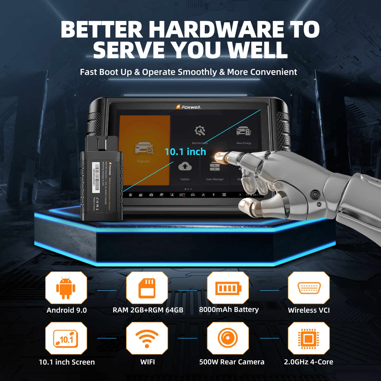 FOXWELL NT1009 Kfz-Diagnosetool All-System Bidirektionales Scan-Tool ECU-Codierung CANFD DOIP 36+ Resets Auto-OBD2-Scanner – Detail 9
