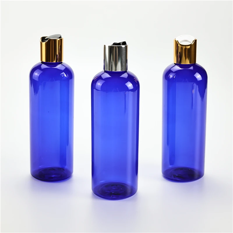 20pcs 300ml Disc Top Cap Blue Bottle Empty Plastic Bottle PET Lotion Bottle Travel Size Plastic Storage Container For Shampoo