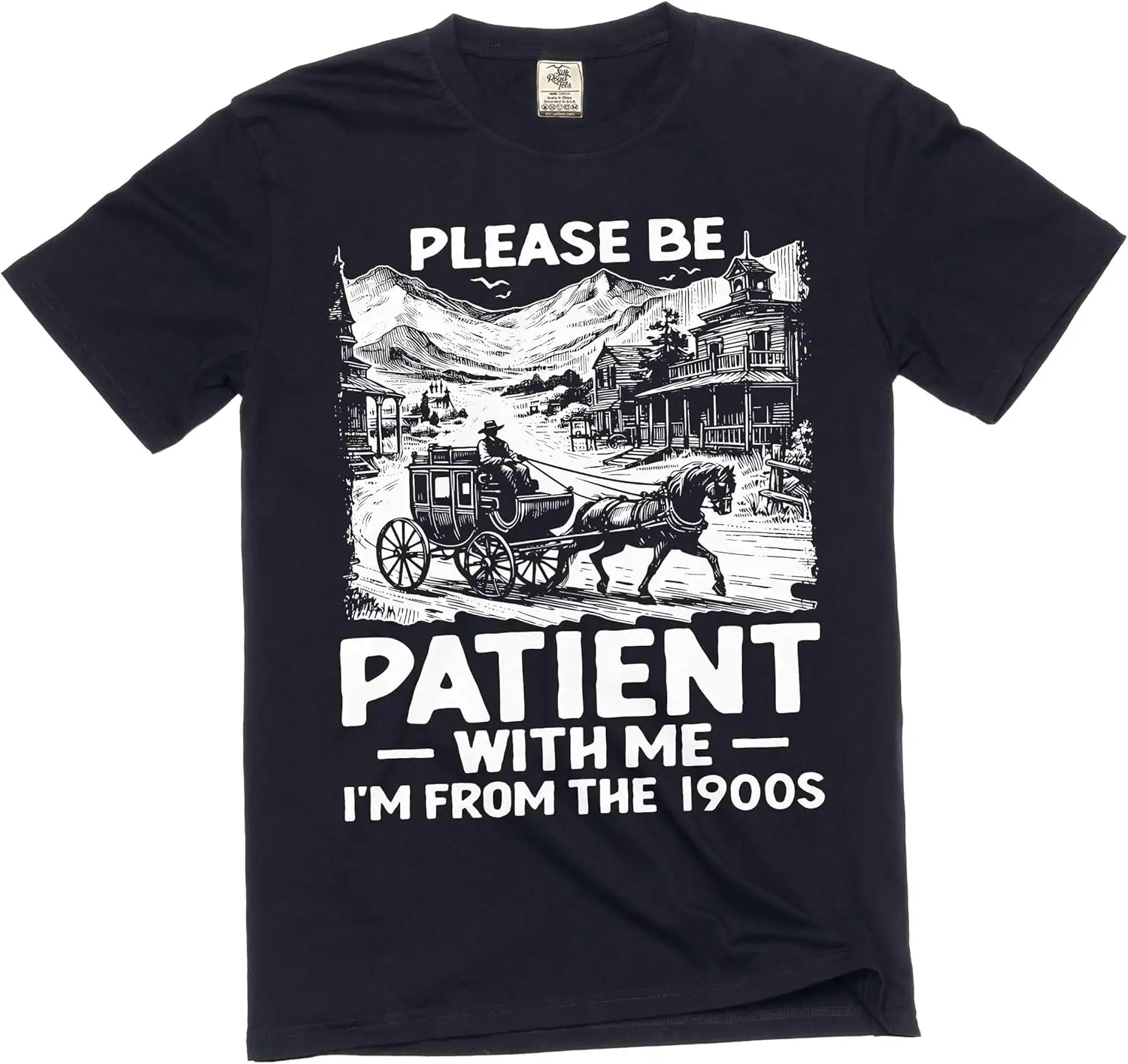 Men's Funny Be Patient I Am From 1900S T-Shirt Birthday Born Humorous Tee 100% Cotton Trendy Y2K Short-Sleeve Tee-Soft,