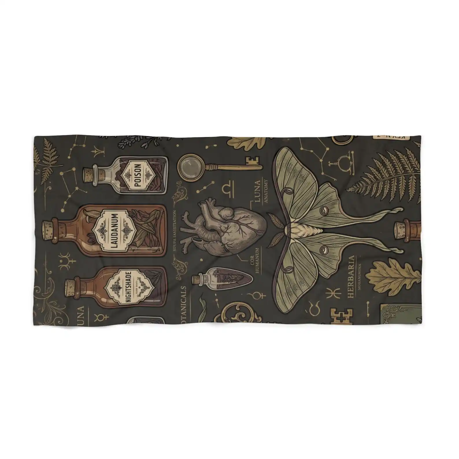 Vintage Apothecary Moth Pattern Summer Beach Towel Sauna Spa Bathroom Towels Baby Travel For Home Playa Swimming Pool Bath Gym