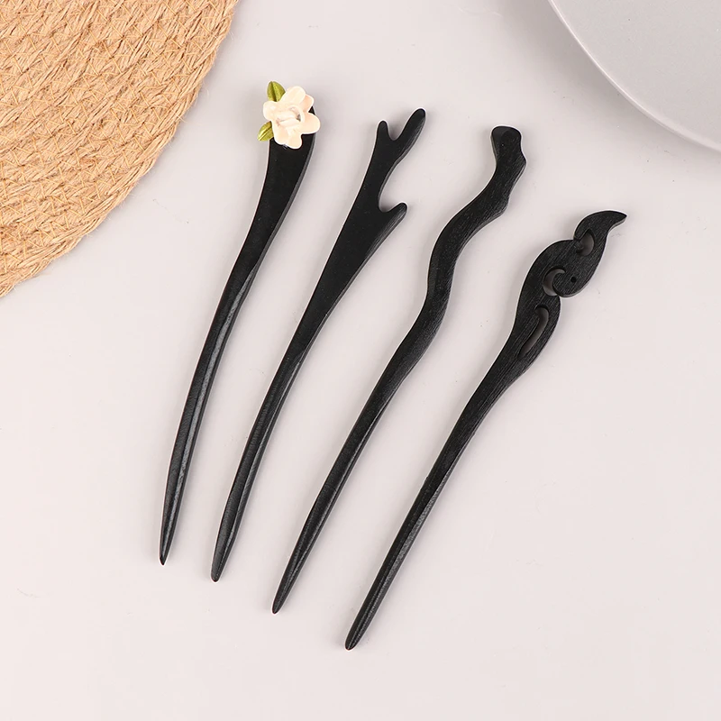 Retro Hair Clips Pins Women Wood Hair Sticks Natural Chopstick Shaped Hairpin Classic Ethnic Girl Hair Accessories Jewelry