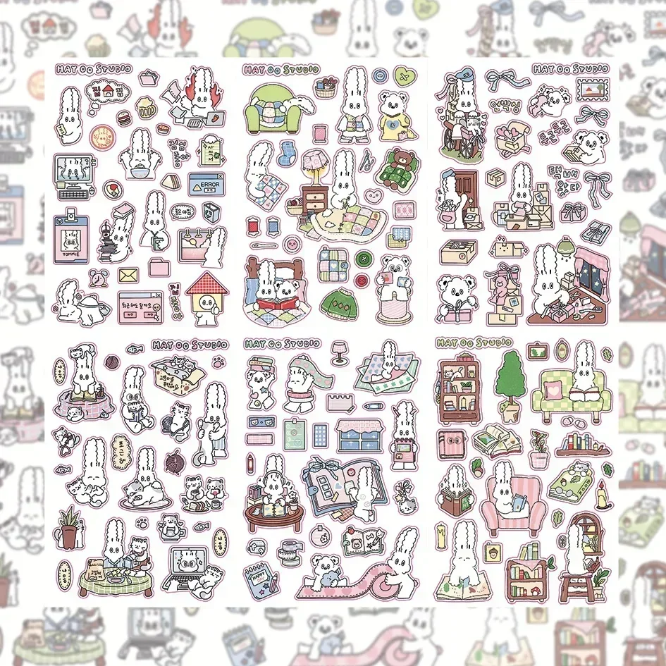 Korean Cute Graffiti Rabbit Goo Card Stickers Ins Creative Cartoon Book Diy Decorative Stickers