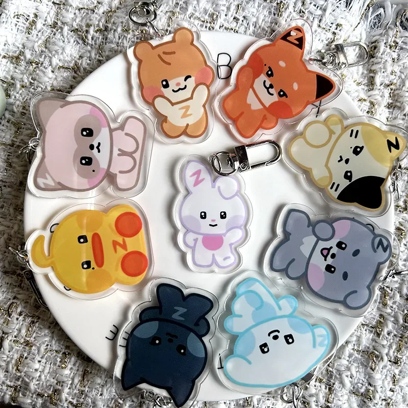 Boy Group Animal Shaped Acrylic Transparent Keychain Bag Pendant Accessories Friend Gift Cute Keyring Jewelry Fan Supporting