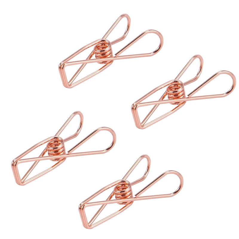 Confezione da 25 piccole clip in metallo color oro rosa - Clip multiuso per stendibiancheria