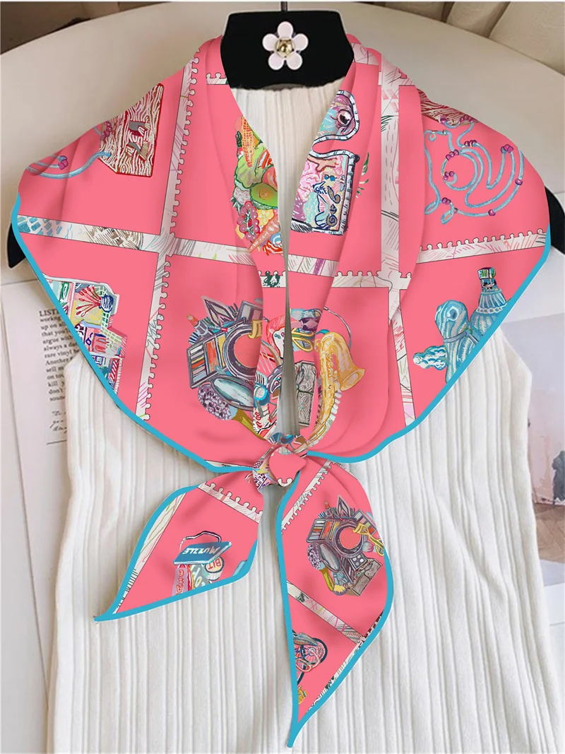 Seide Schal Frauen Regenwald Tiere Dreieck Schals Kopf Echarpes Seide Foulards Femme Wraps Strand Schals Bandana Dame Hijabs – Detail 17