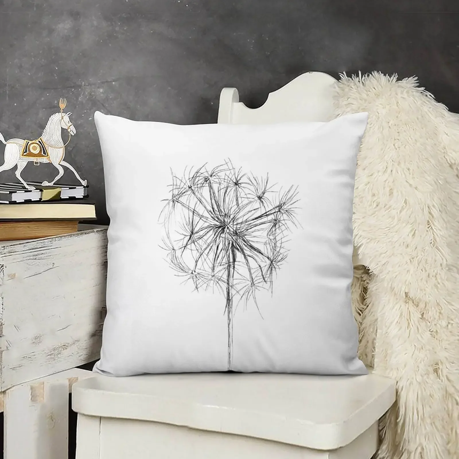 

Dandelion Wish Flower Drawing Throw Pillow Ornamental Pillow luxury sofa pillows pillow