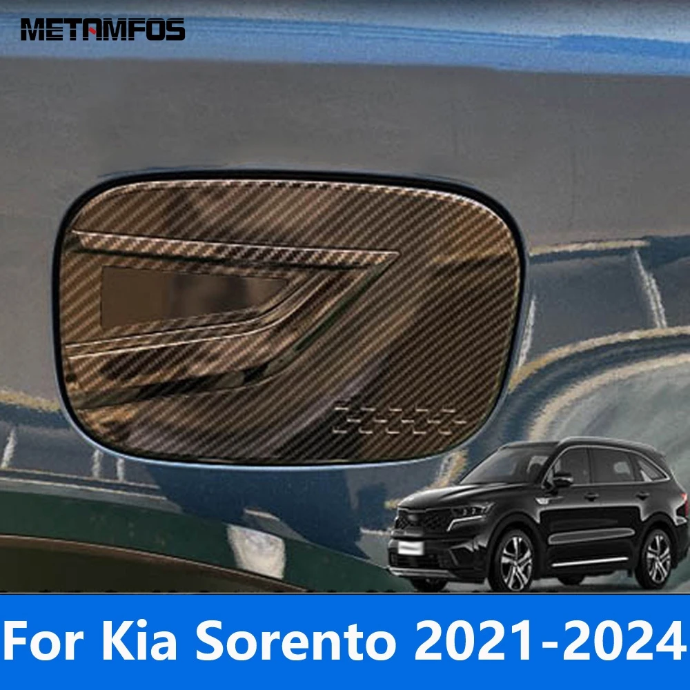 

For Kia Sorento 2021-2023 2024 2025 Carbon Fiber Door Fuel Tank Cap Gas Oil Filler Cover Trim Sticker Accessories Car Styling