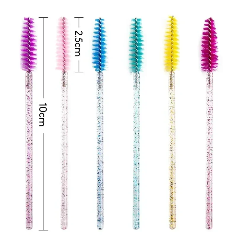 Disposable Eyelash Brush 25/50 Pcs Crystal Eye Diamond Handle Mini Mascara Wands Extension Makeup Set