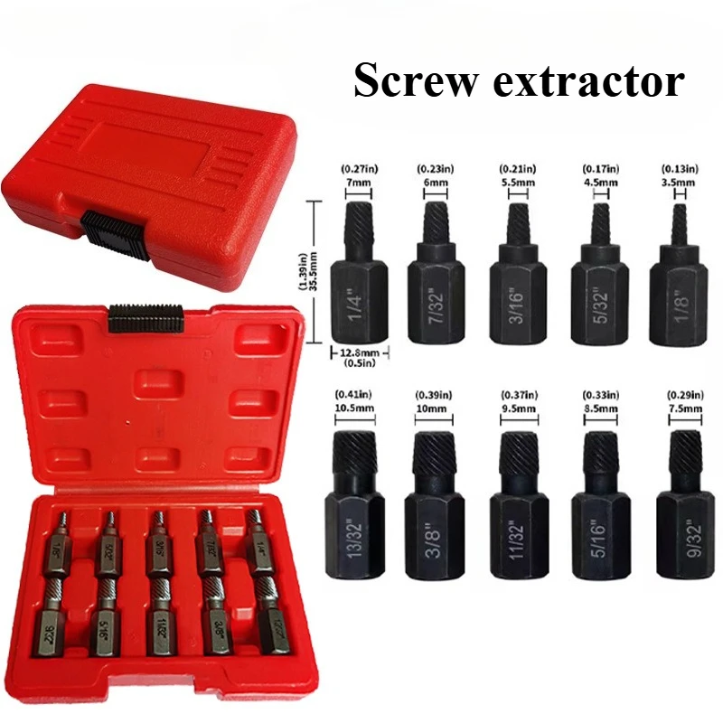 10Pcs Screw Extractor Drill Bit Set Alloy Steel Damaged Screw Remover Metal Easy Out Drill Bits Broken Bolt Stud Extractor