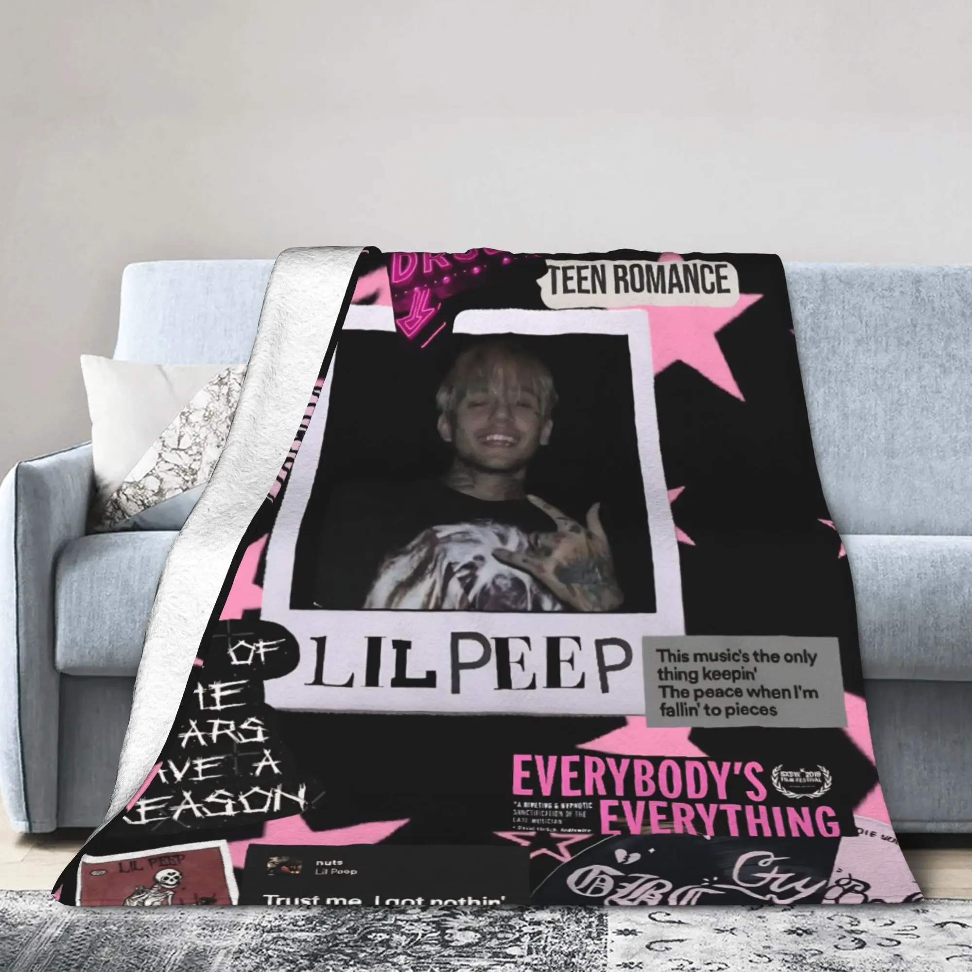 Lil Peep Cool Rapper Blanket Flannel  Cozy Soft Throw Blankets for Bedding Bedspreads