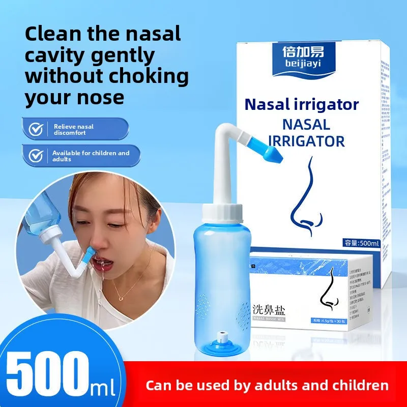 

Home Sinus Rinse Bottle for Adults/Kids - All-Natural Saline Solution for Allergy & Congestion 300ml 500ml Nasal Wash Salt