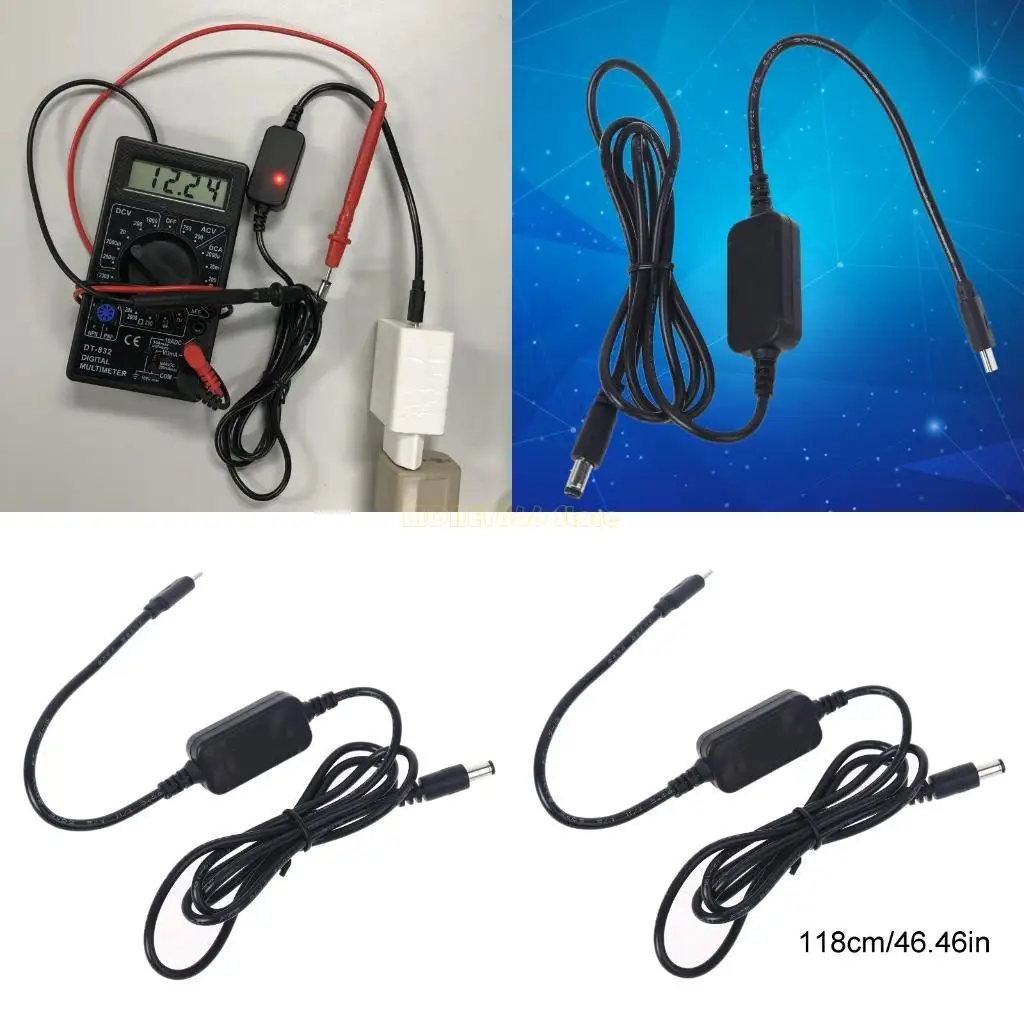 

F62C USB C PD Type C Male to 12V 20V 5.5x2.1mm Male Step Up Power Supply Cable for Wifi Router LED Light CCTV Camera and More