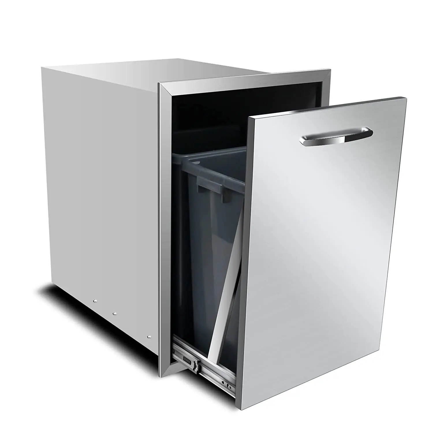 

Pull-Out Double Trash Drawer, Built-in Trash Drawer, Outdoor Kitchen Stainless Steel Trash Bin for BBQ Island Grill Station