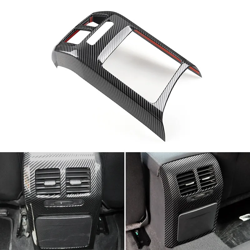 Car Accessories Carbon Fiber Pattern Central Armrest Box Rear Air Condition Vent Frame Cover Trim For VW Golf 6 MK6 2008 - 2013