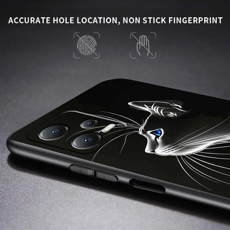 Dark Anime Cat Art Voor Xiaomi Redmi Note 15 14 13 12 12 S 11E 11 11 S Pro Plus 4G 5G Zwart Zachte TPU Cover