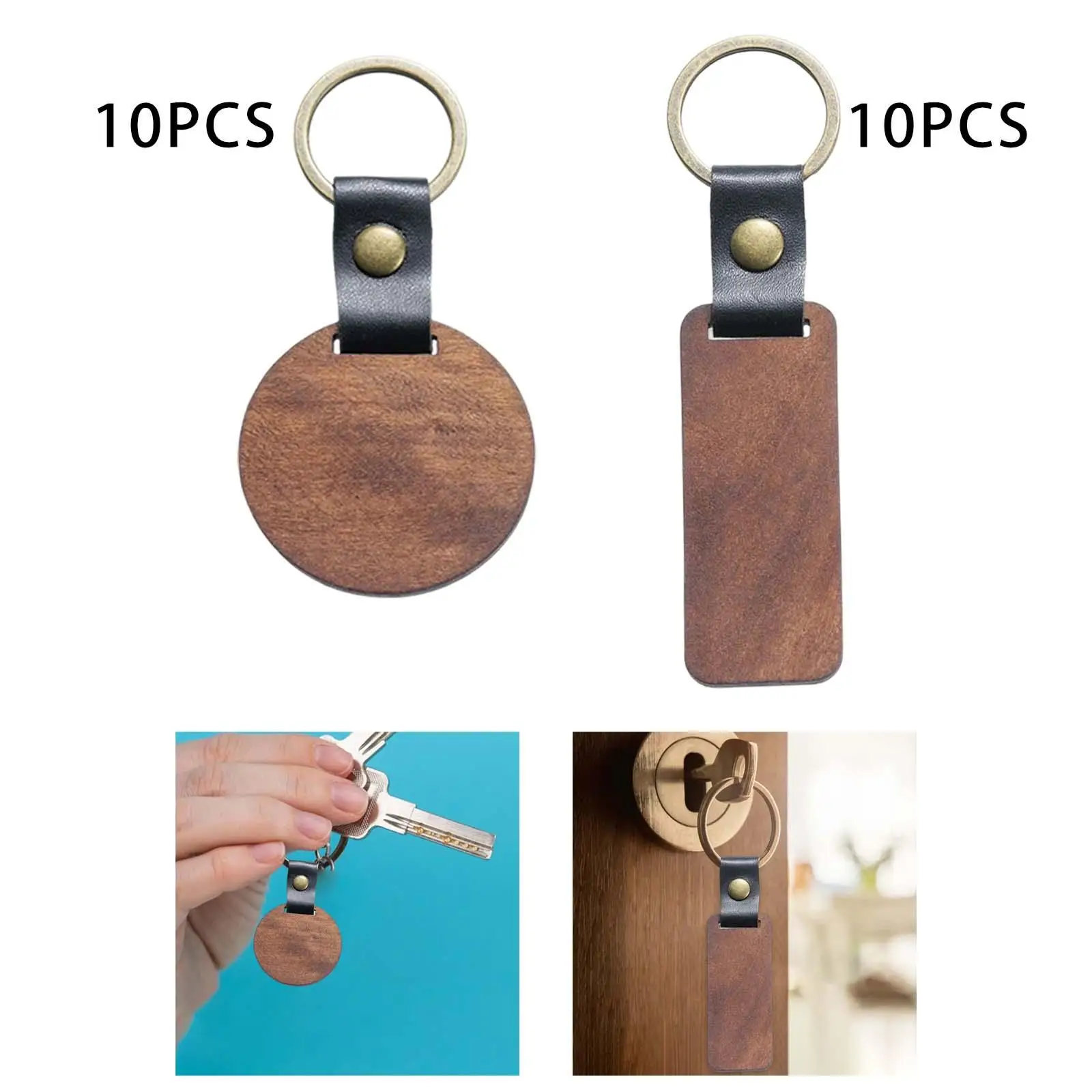 10Pcs Wooden Keychain Blanks Supplies Printed Lightweight Engraved for Home