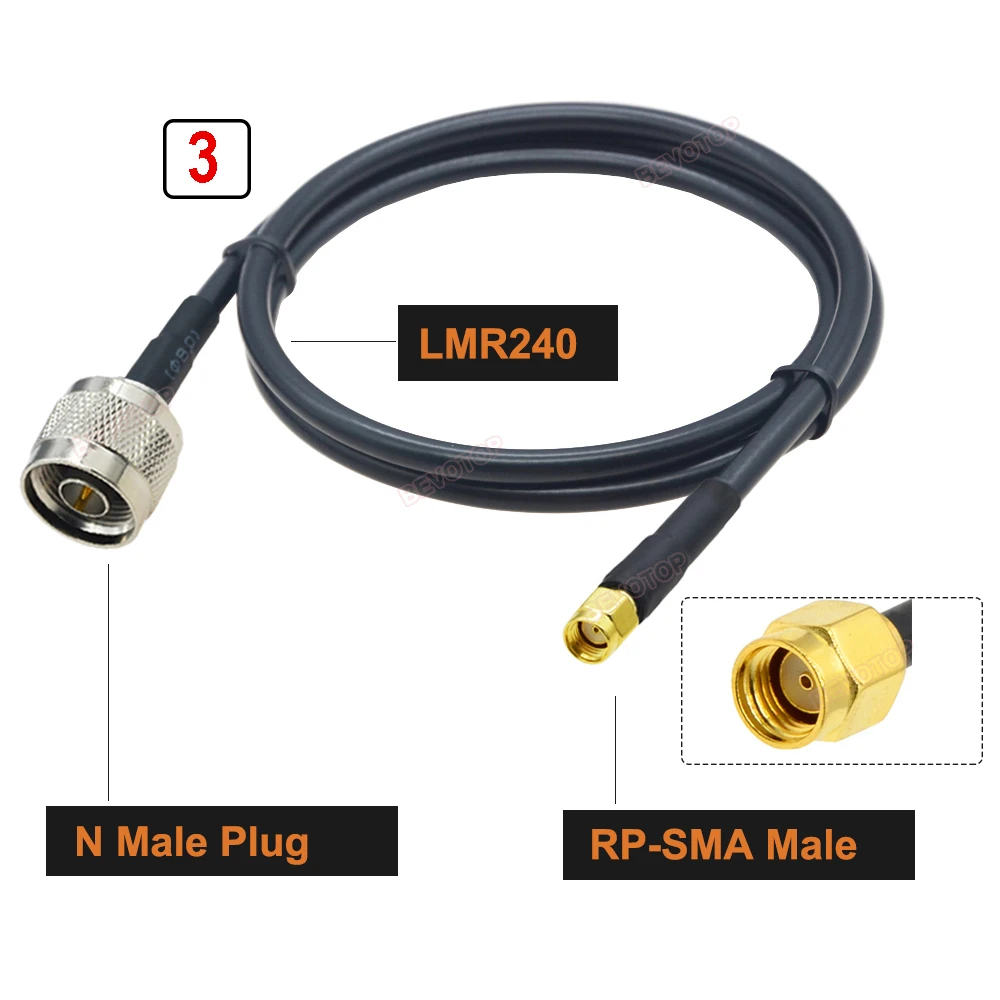 BEVOTOP LMR240 50-4 Koaxialkabel L16 N-Stecker Buchse auf SMA-Stecker N auf RP SMA Crimp für LMR-240 Pigtail Jumper 4G 5G LTE-Verlängerung 4