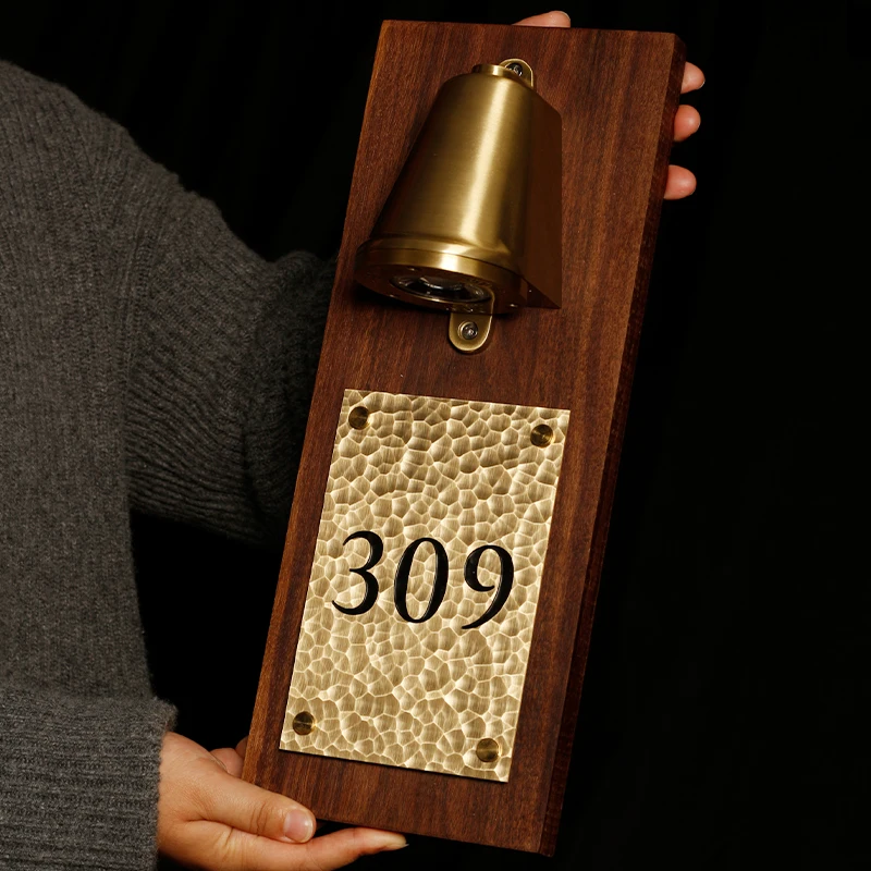Walnut Vintage-Style Doorplates Custom Brass Business Signages Hotels Upscale Room Number Signs Business Advertising