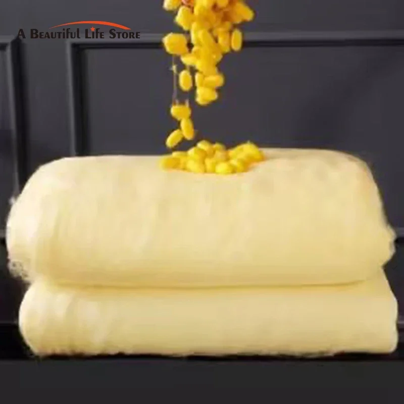 

Summer Winter Gold Mulberry Silk Quilts Hand Work Positioning Silk Comforter Bamboo Fiber Jacquard Cotton Duvet Cover Silk Blank