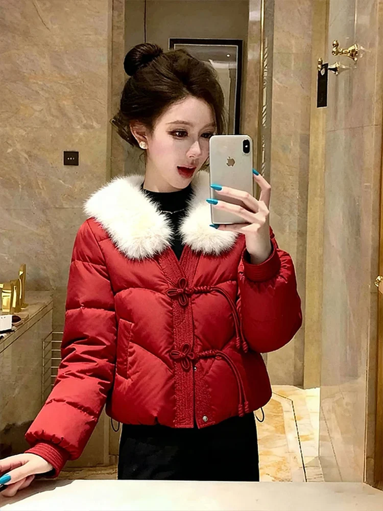 

Sli Red Thiened, теплая хлопковая куртка или стеганая верхняя одежда, зимняя одежда, корейское пальто маленького размера для женщин