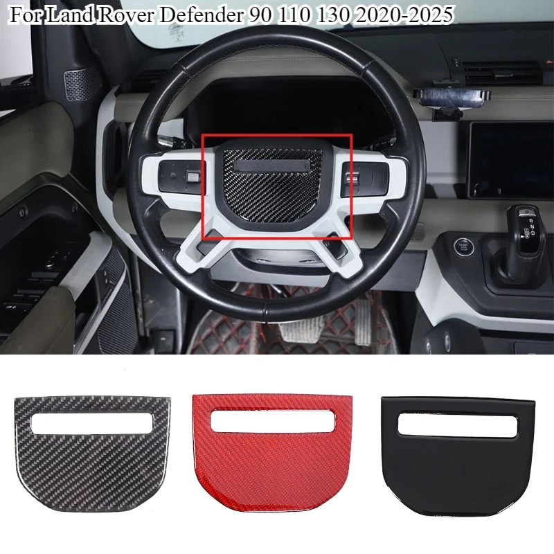 

Soft Carbon Fiber For Land Rover Defender 90 110 130 2020-2025 Car Steering Wheel Logo Panel Cover Trim Sticker Car Accessories