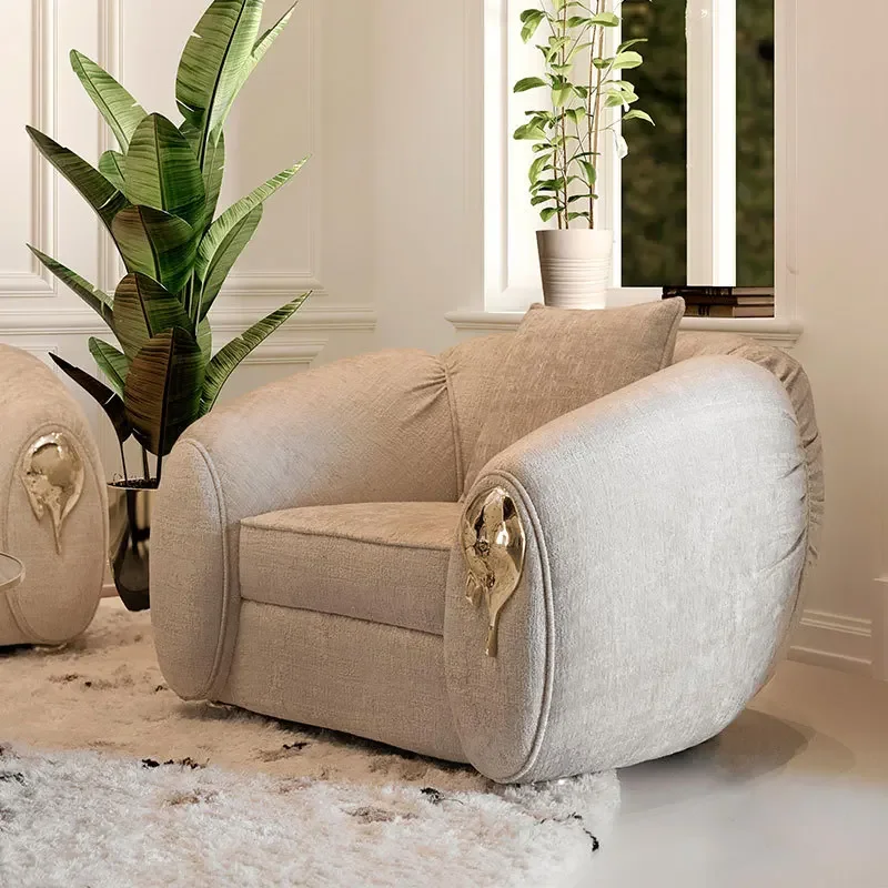 Furniture villa living room light luxury designer leather single sun sofa