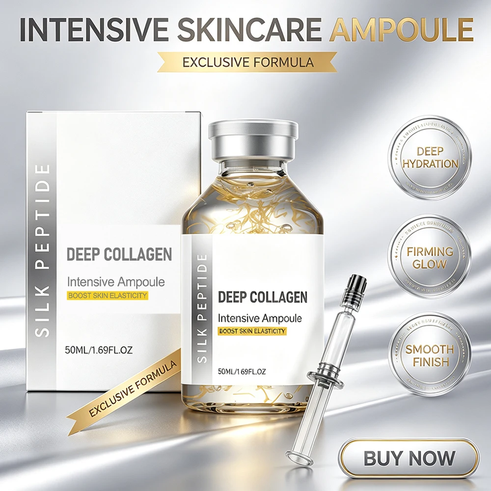Face Serum Deep Collagen Silk Peptide Intensive Lifting Ampoule Tighten Skin Elasticity Enhanced Reduce Fine Lines and Wrinkles