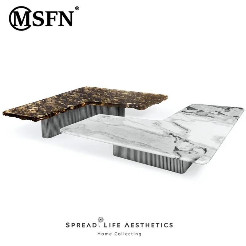 

Creative Marble "L-Shaped" Coffee Table Coffee Table Tea Table Living Room and Hotel