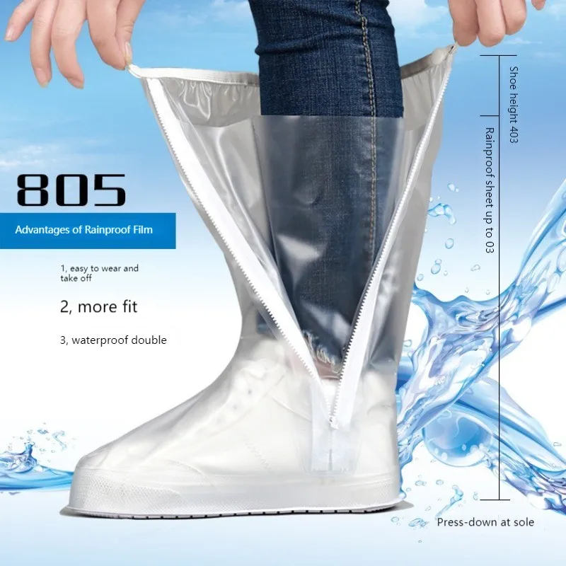 High Tube Shoe Cover Men's And Women's With Pressed Edge And Thickened Sole Wear Resistant And Rainproof Shoe Cover