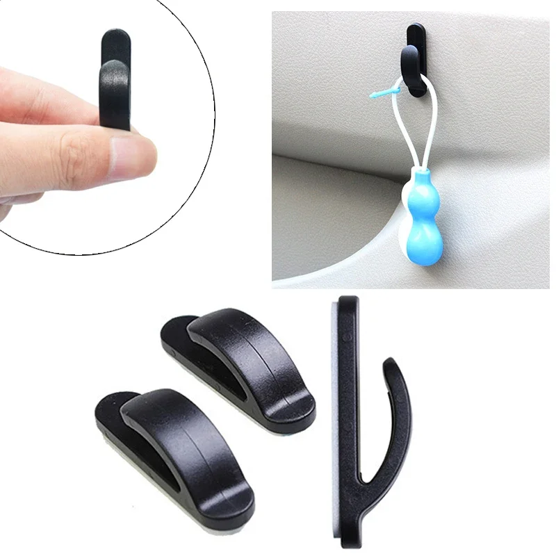Black Car Glue Hooks Clips Mini Small Holder Self-Adhesive Durable Bags Vehicle Hidden Headrest Hanger Clips Car Accessories