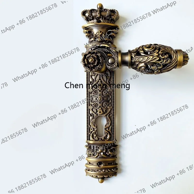 Light Luxury Design Carved Hardware Indoor Door Lock Handle Wooden Door Lock Room European Door Lock