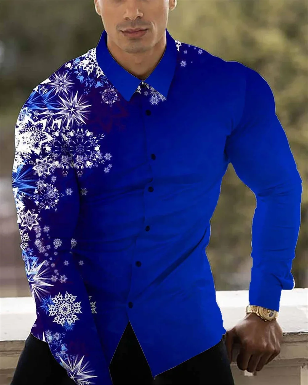 Camisa con botones para hombre, ropa informal con estampado de diseñador, manga larga, solapa, para fiestas sociales, a la moda, novedad de 2024