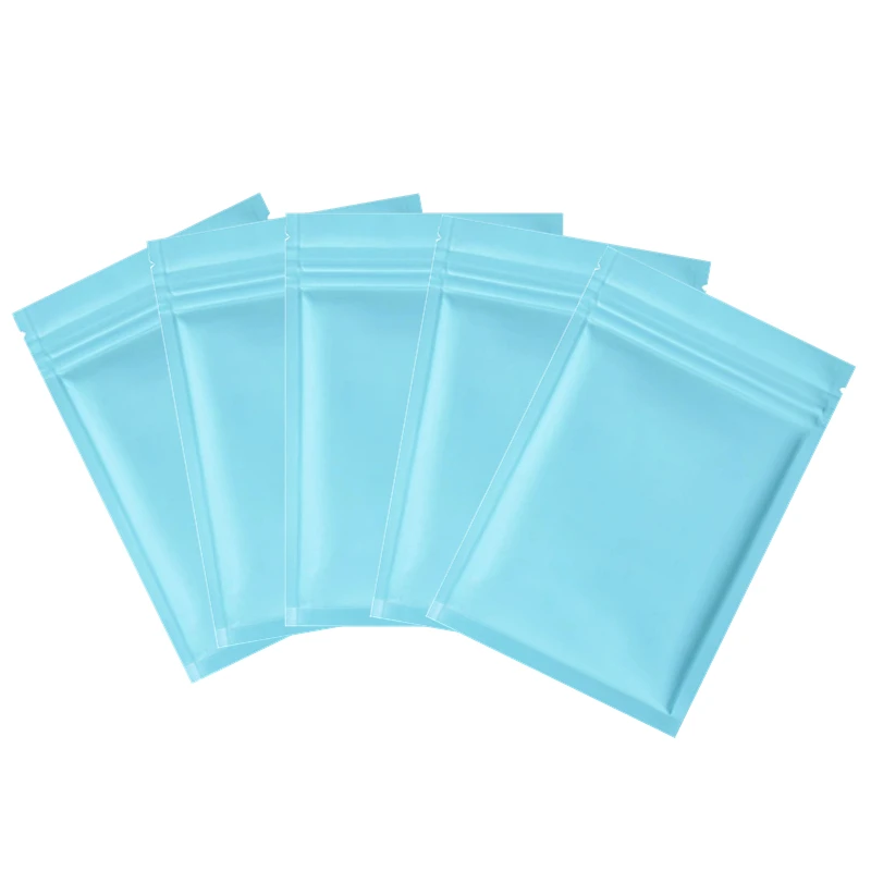 

Matte Blue Resealable Mylar Bags Food Storage Zip Foil Bags Packaging Pouch for Candy Coffee Bean Nuts Small Business Supplier
