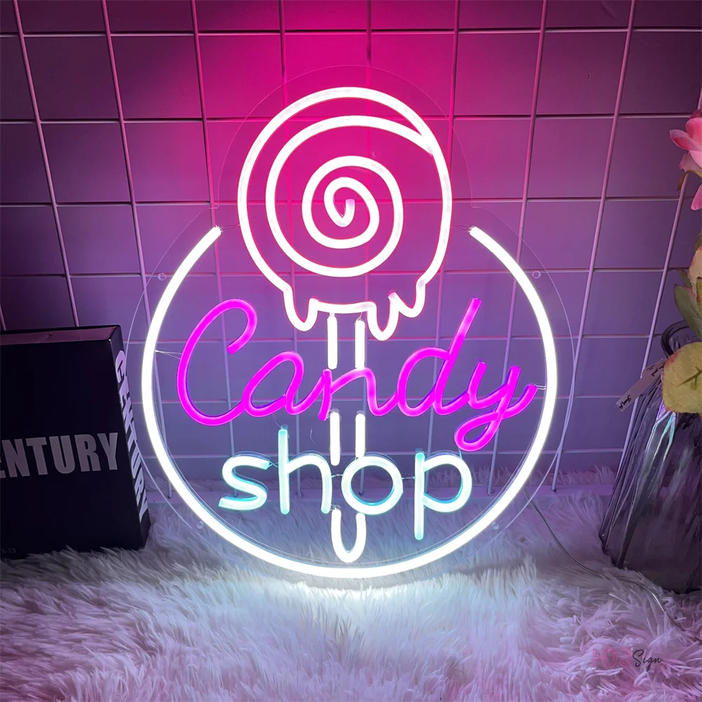 Candy LED Neon Sign Lights Art Wall Hanging Room Decor Store Room Party Kids Birthday Gift Wall Decoration Night Neon Lamps