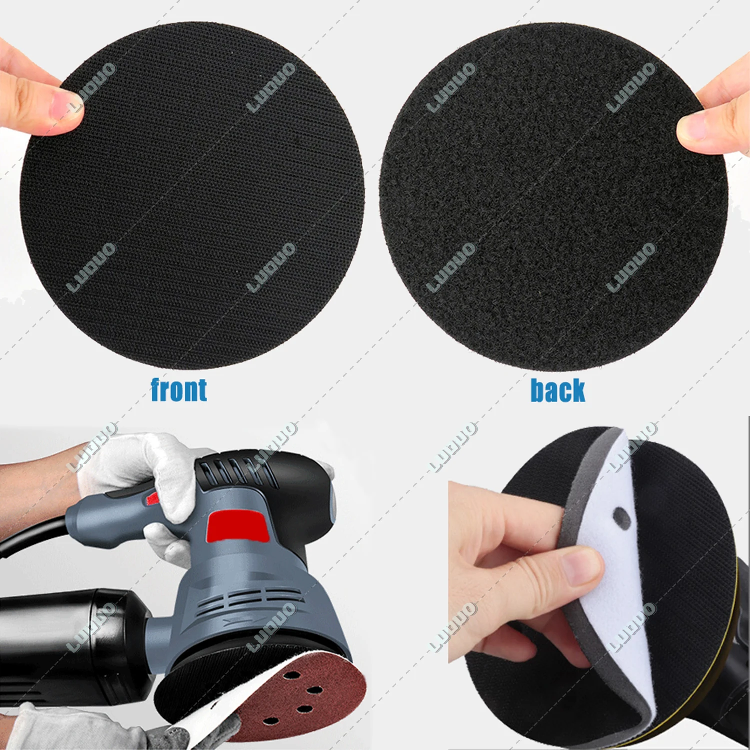 2/3/4/5/6 Inch 8 Hole Sponge Interface For Sanding Pads  Hook & Loop Flocking Cushion Polishing Buffering Pad Self-adhesive Disc