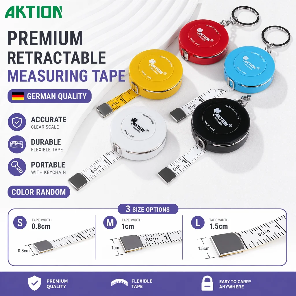 Measuring Tape 1.5M 60Inch AKTION Retractable Soft Flexible Dual Scale Tape Measure for Sewing Tailor Body Measurement