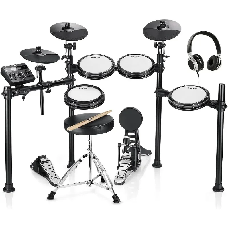 

Electric Drum Sets with Quiet Mesh Drum Pads, 2 Cymbals w/Choke, 31 Kits and 450+ Sounds, Throne, Headphones, Sticks